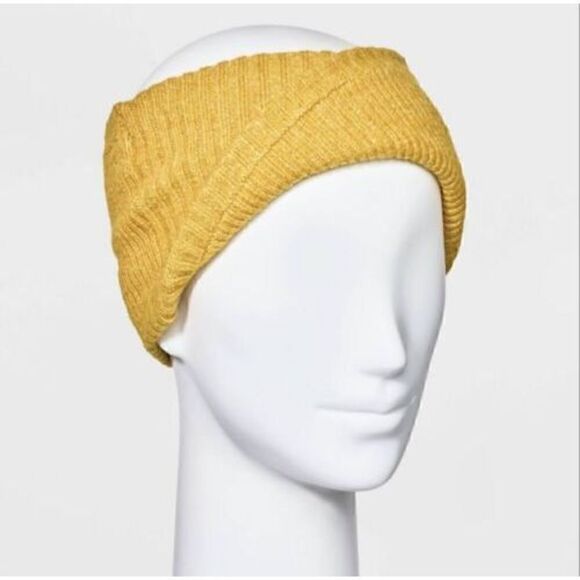 Womens Knit Twist Headband - Universal Thread Yellow One Size Warm Winter Hat - Picture 1 of 2